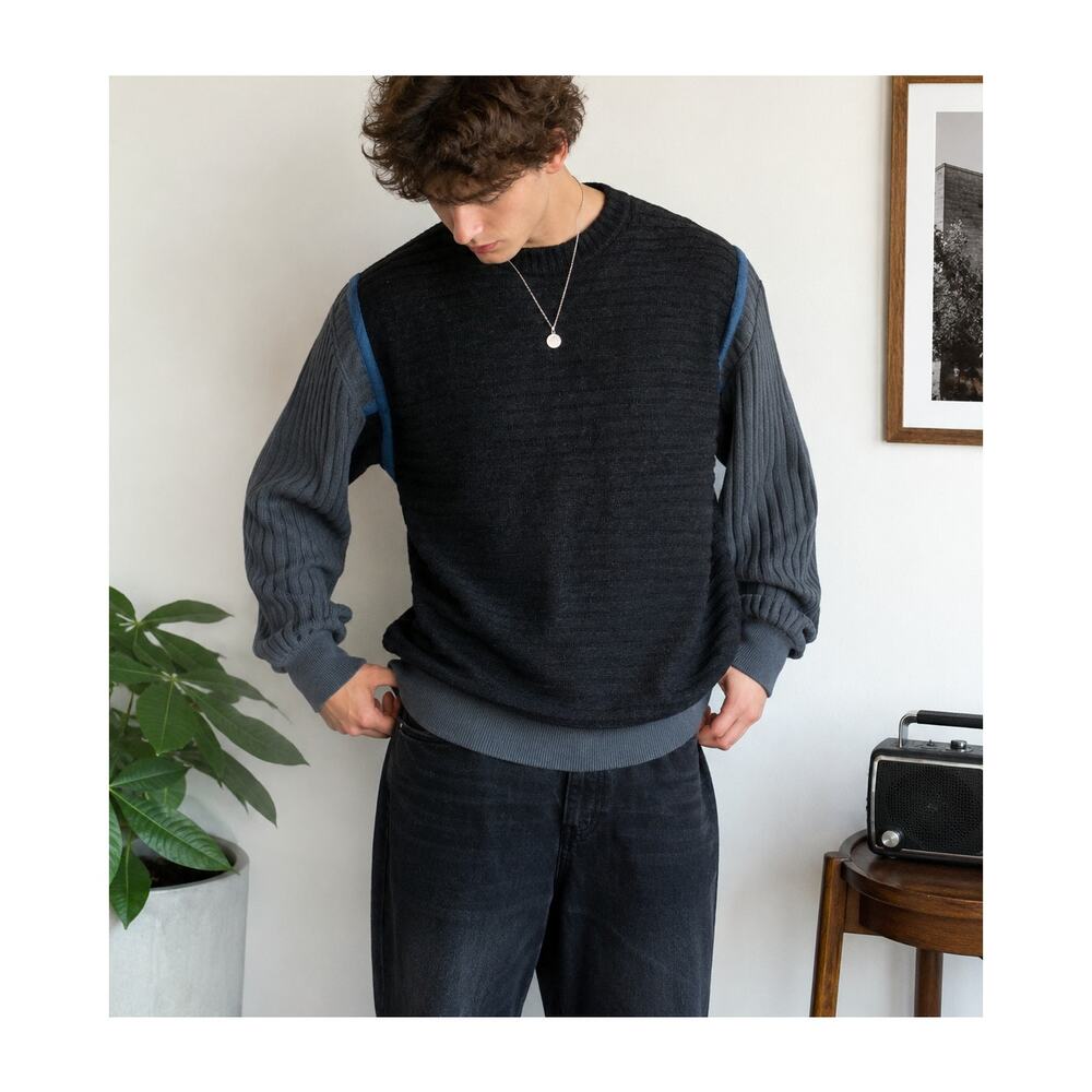 Vintage 90s Fenzi Wool Sweater Mens XL Indie Minimalist Ribbed Knit European